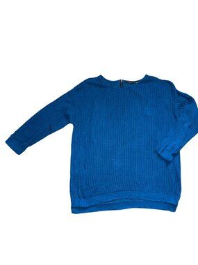 Jeanne Pierre Woman Open Knit 3/4 Length Sleeve Sweater-Blue-XXL-GUC